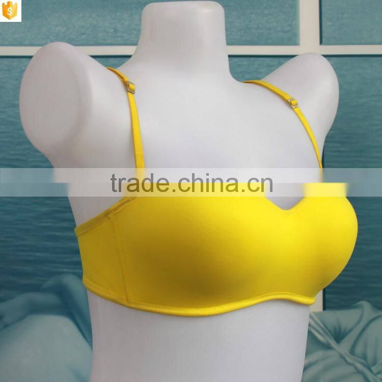 Latest fresh yellow big cup ladies gym wear