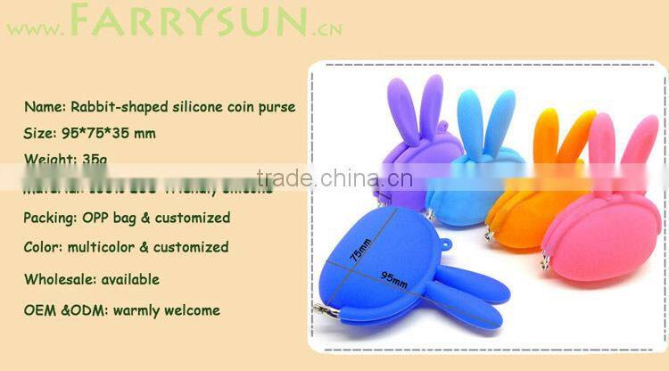 2015 Rabbit ears shaped silicone money pouch/ latest designs silicon rubber change purse