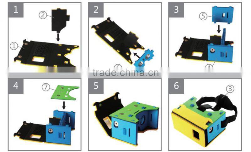 high tech virtual reality google cardboard eva 3D glasses