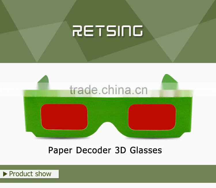 Low cost red reveal glasses with lens of the same colour