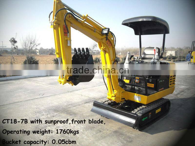 mini excavator 1.8ton for sale with Japan imported engine,adjustable tracks,ROPS,cabin