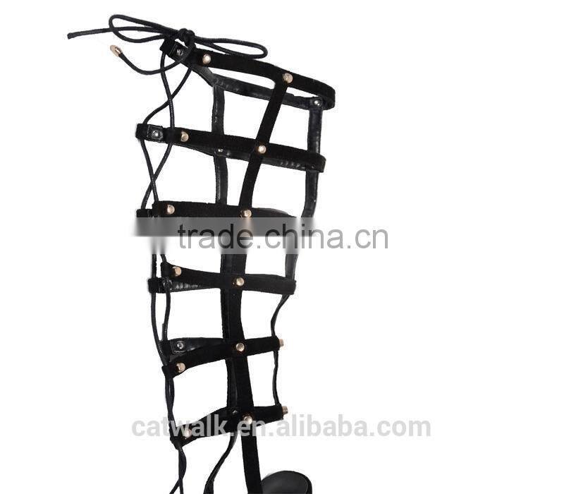 2015 Women over knee high heels boots lace up black knee boots high heel boots for women