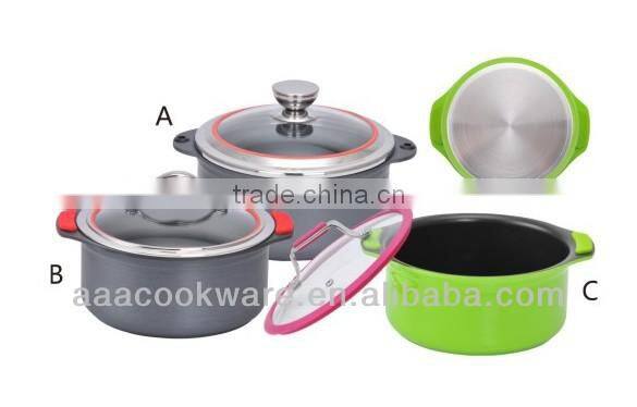 Aluminium Cooking Pots Set With Colorful High Temperature Paint