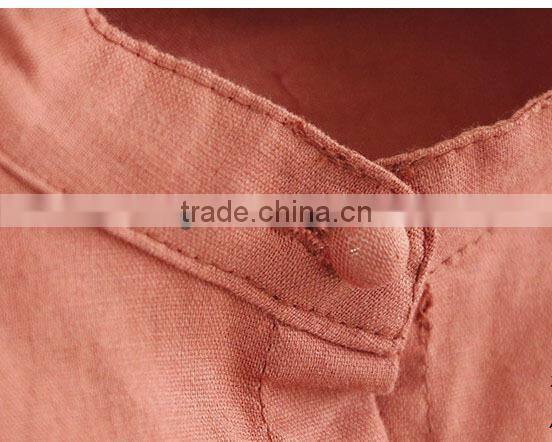ladies cotton upright collar shirt solid color blouse