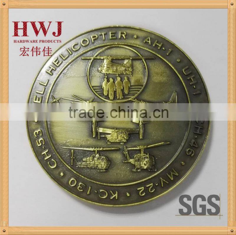 3D custom logo anti-brass plating metal challenge coin