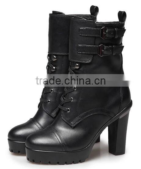 2014 slip resistant women's leather half boots shoes ladies 2014 lace up high heel ankle boots ladies sexy high heels snow boots
