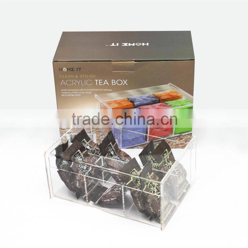 hot sale plexiglass tea bag storage box promotion acrylic tea bag caddy