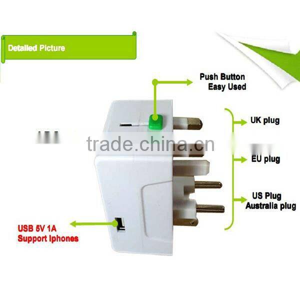 Worldwide US/EU/AU/UK Travel Adapter Plug Korea