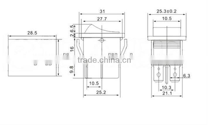 New Style Button Red 48V On OFF rocker switch circuit breaker