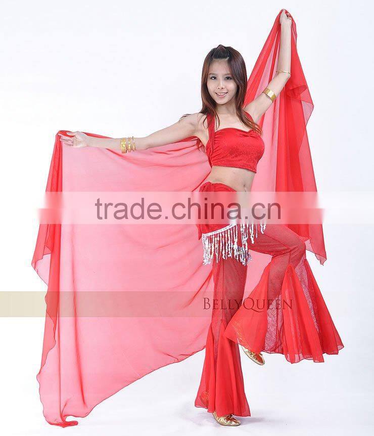 red chiffon belly dance veil
