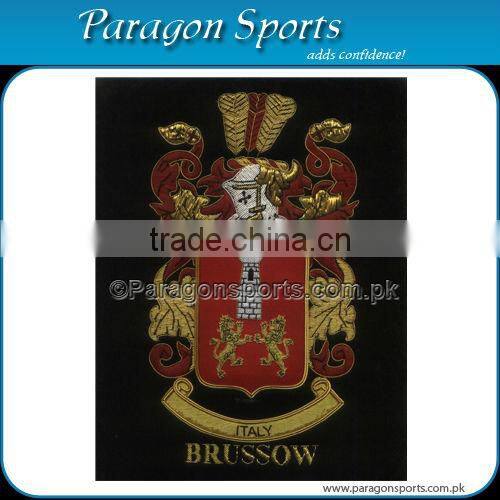 Bullion Wire & Silk Thread Hand Embroidered Family Crest Teeter Badge Emblem