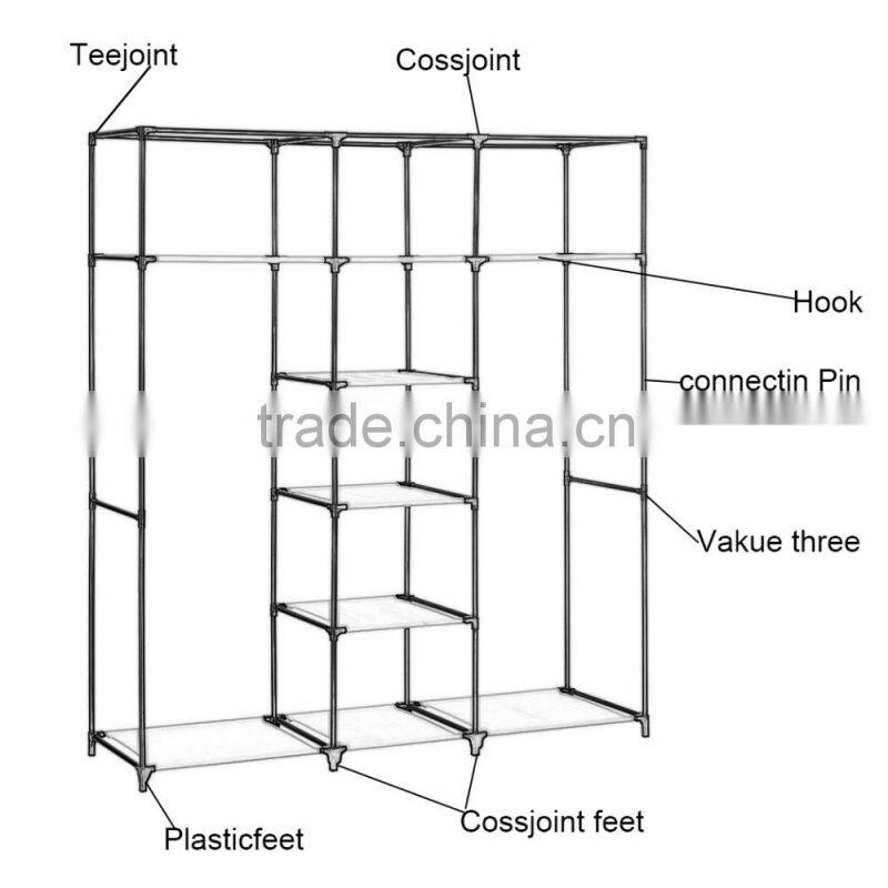 DIY Furniture Portable Folding Fabric Cloth Steel Frame Wardrobe Closet Home Clothes Storage Cabinet OS003666