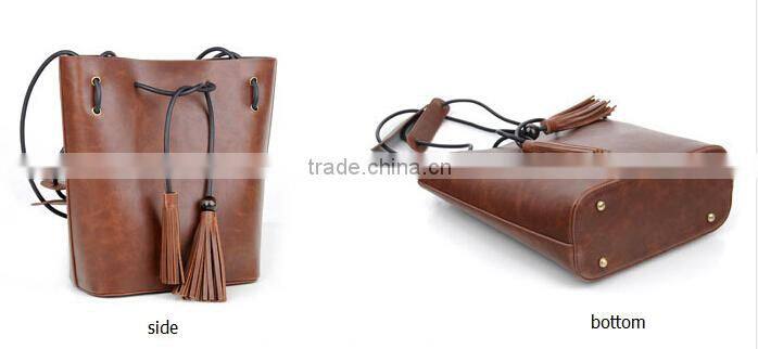European style lady random belt bags long bucket shoulder bags