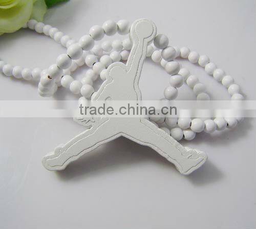 Michael Jordan Wood Pendant with a 36 Inch Wood Beaded Necklace Chain