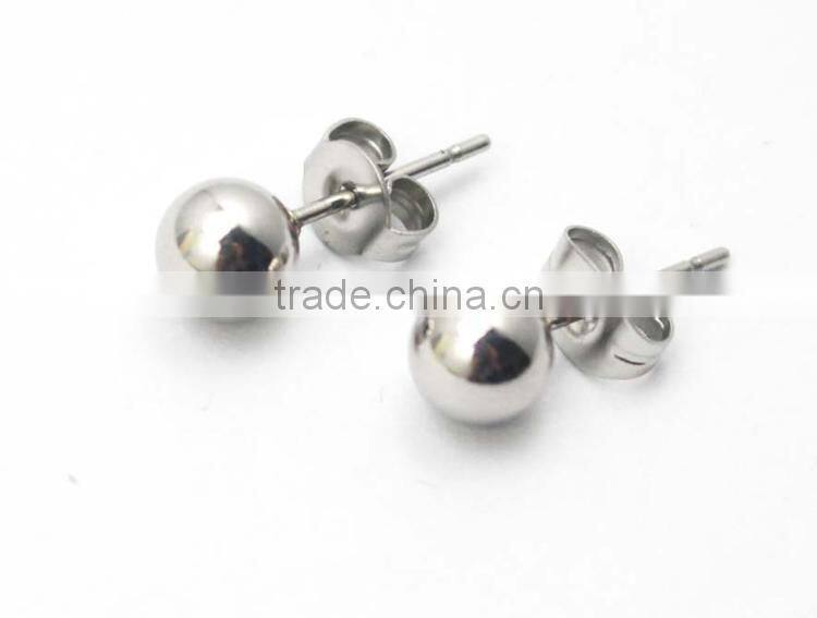 High polish round ball Screw Back Earring stainless steel Stud Earrings Screw