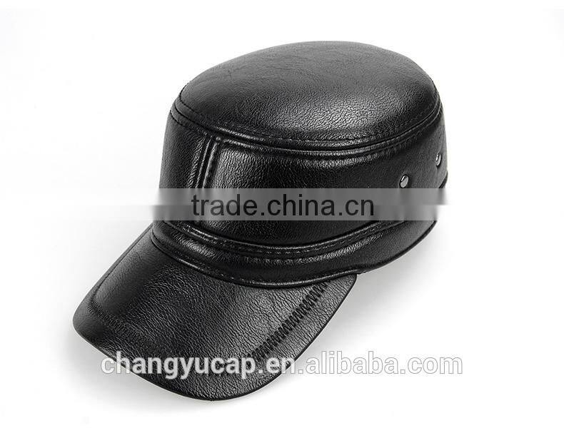 Haute Couture PU Flat Cap/Ear protection Cap/Cotton-Padded Cap