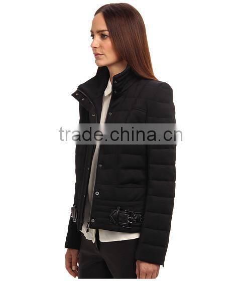 Short Quilted Coat With Belt women coat