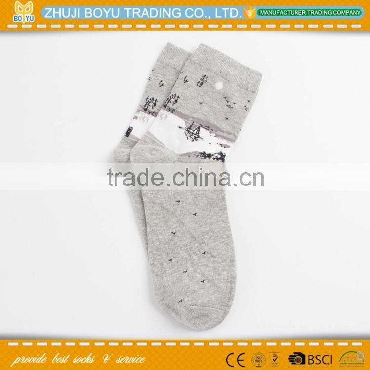 BY-161408 Lady cotton socks; China painting socks crew sock; wholesale cotton socks