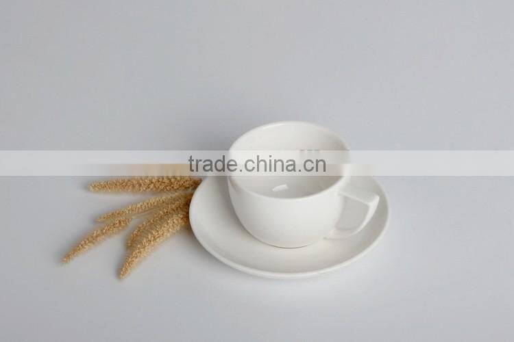 white durable ceramic espresso cup with saucer