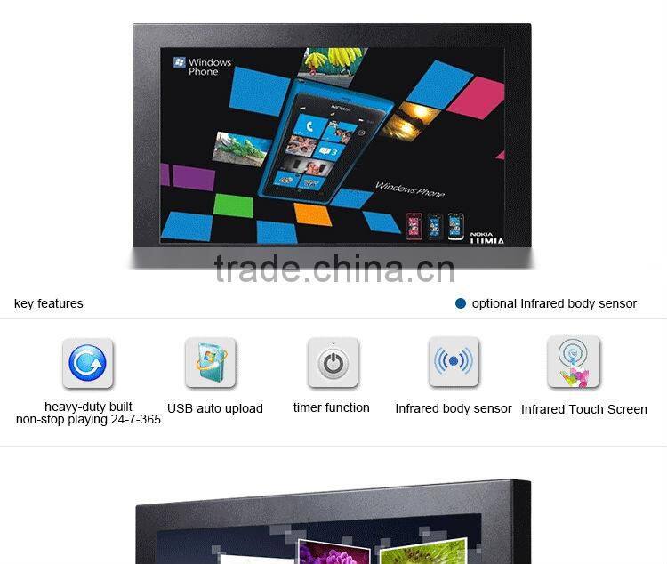 19 inch wall mounted built in media player LCD advertising monitor,auto loop advertising display TV with SD slot