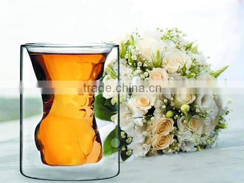 Hot selling male female design tea cup 200ml sex glass teacup lovers sweethearts teaware heat resitant glass teaset couple use
