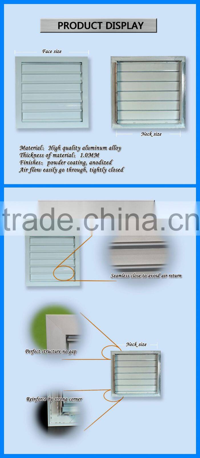 Aluminum louver for HVAC system