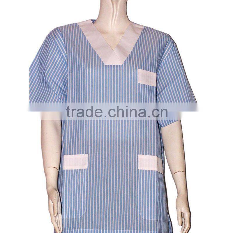 Wholesale Sanitary Garments Good Quality V-neck Stripes Scrubs Made in China