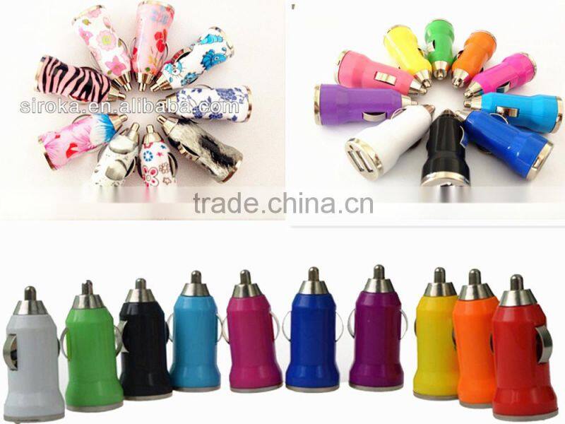Best Selling Dual USB 2.1+1A car charger bullet mini car charger for mobile phone