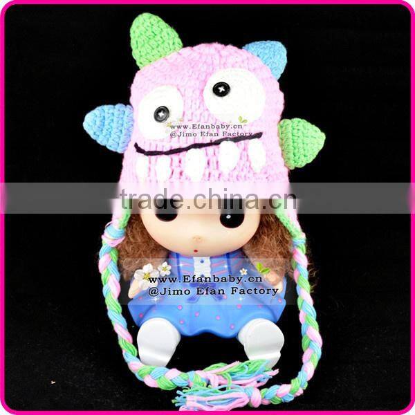 knitted animal handmade beanies caps baby photo prop crochet monster hat