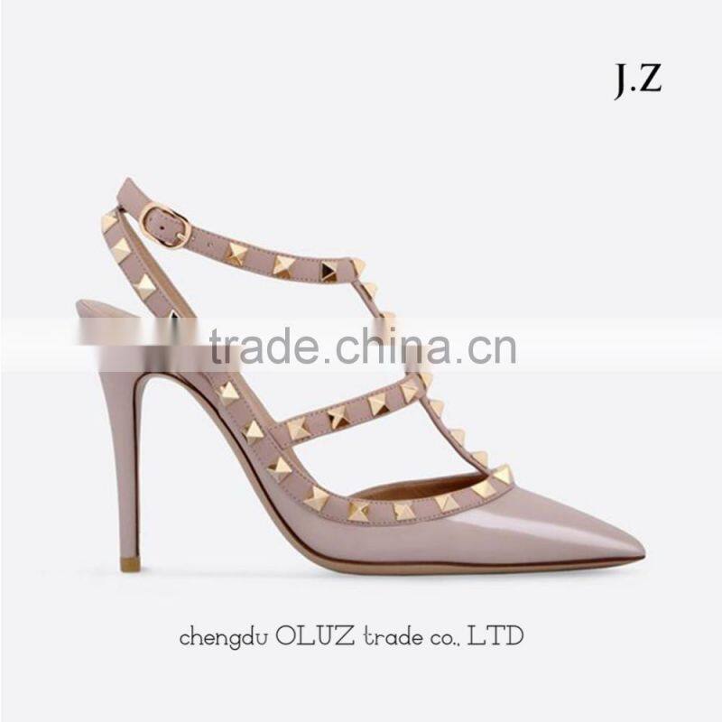 OS10 2015 new designed rivet decored popular style latest design women shop shoes online
