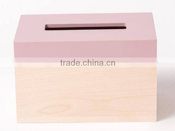 Pink Living Room Wooden Tissue Box