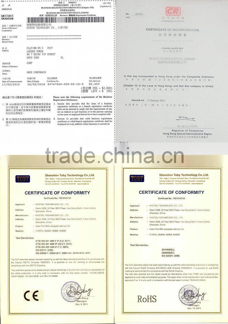 Thin Client Fanless Mini PC 2G RAM 512G SSD X86 Desktop Computer Intel Celeron J1800 thin client MIC, Full Screen HD Movies