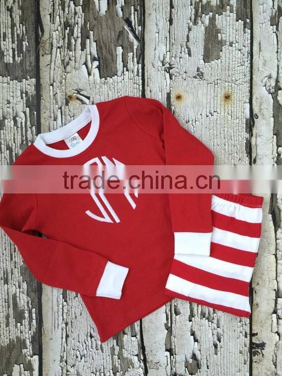 monogrammed christmas pajamas for kids/100% cotton pajamas/plain pajamas