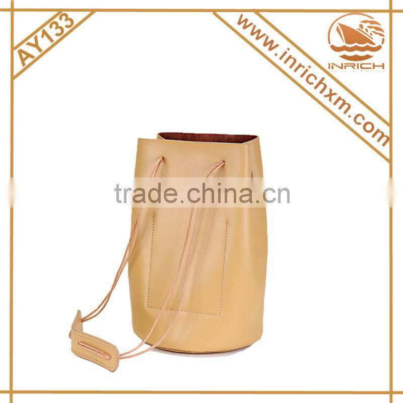 New Arrival Genuine Leather Solid Color Vintage Shoulde Bag,Bucket Bag