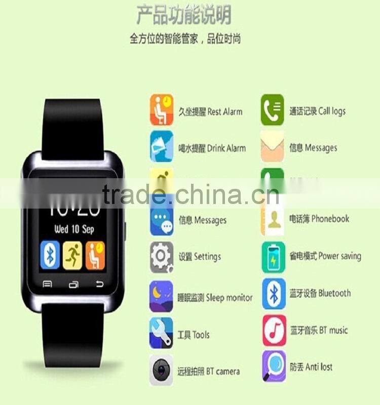 New arrival Touch Screen China Smart Watch Phone Hot wholesale with Pedometer Waterproof Bluetooth U80