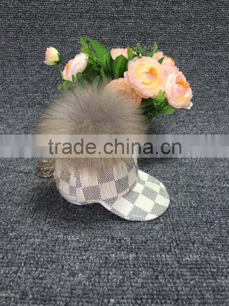Fashion promotional gifts coin purse with raccoon fur ball keychain