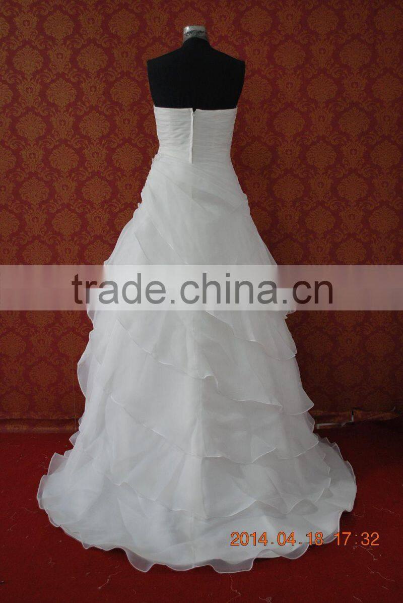 (MY0018) Organza Ruffle Skirt Real Sample Wedding Dress Made In China