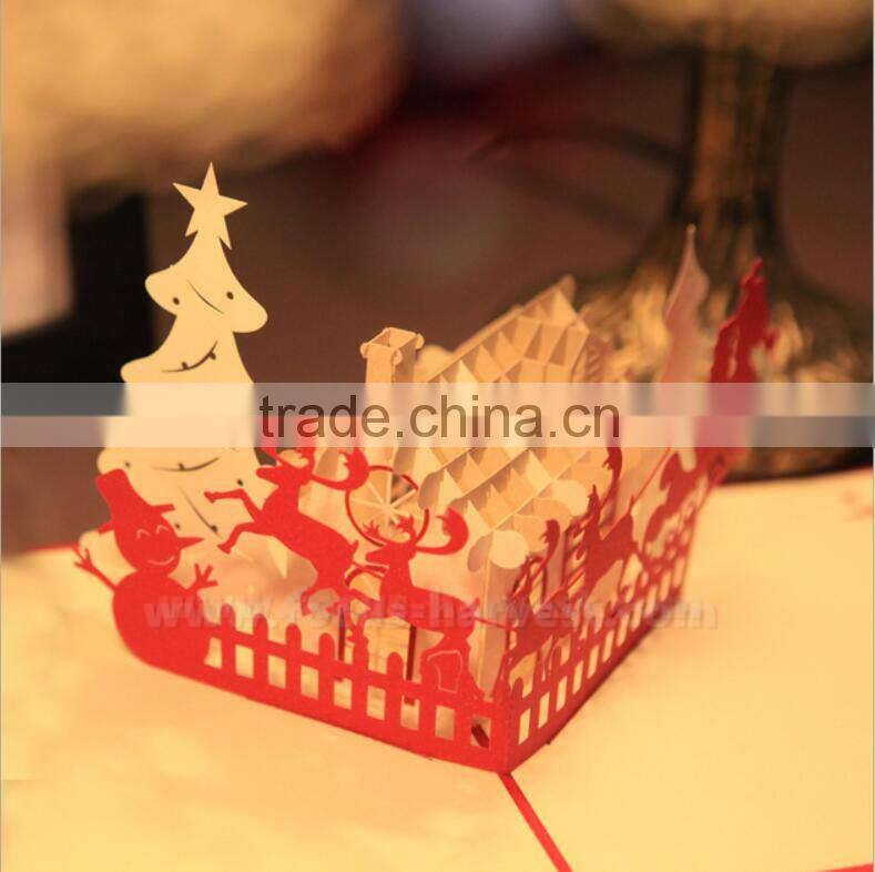 3d Pop up Handmade Christmas happy christmas Garden Tree & Snowflake Creative Kirigami & Origami Christmas Card