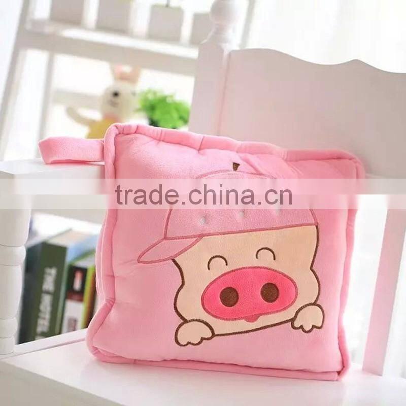 lovely cartoon animal mudull pig style colorful 1X1.5m office TV plush A/C multifunctional pillow cushion blanket