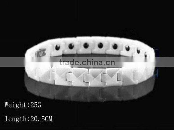 White Diamond Cut Ladies Ceramic Bracelets With Magnet#13000
