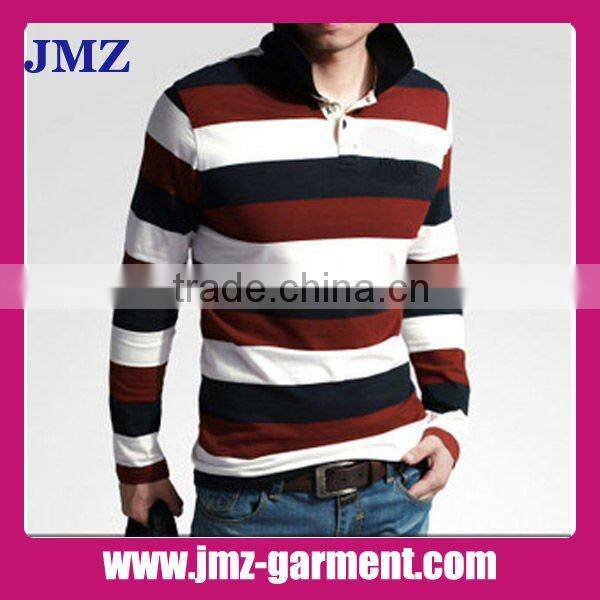 White red stripe long sleeve polo shirt