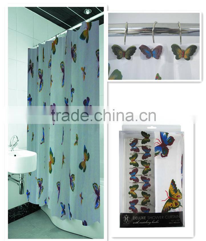 Yellow duck pattern factory professional produce 100%polyester shower curtains