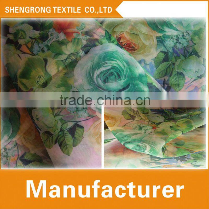 2015 Customize Flower Transfer Printing Organza Fabric For Dress