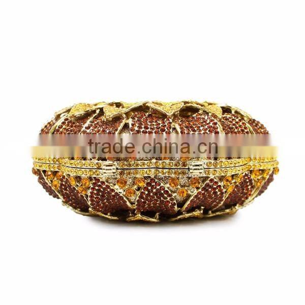 new design hard box yellow sunflower woman handbag ladies purses evening clutch bag (88165A-GY)