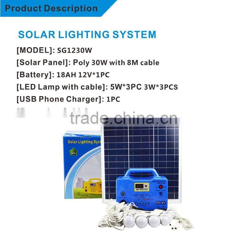 30w portable solar power generator for home and camping use