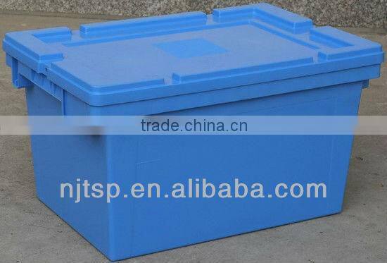 Turnover plastic container with lids