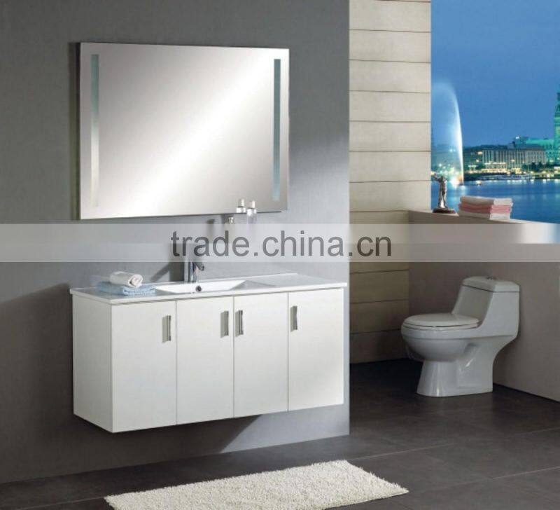 Fashionable Pure White Double Sink Bathroom Cabinet