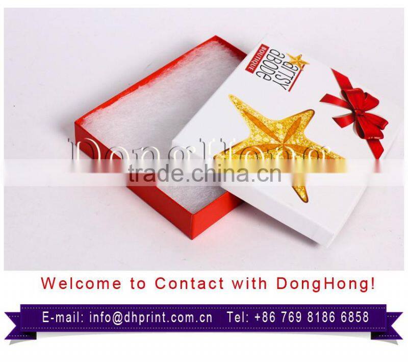 wedding /christmas star cardboard hat boxes lid with ribbon ornament