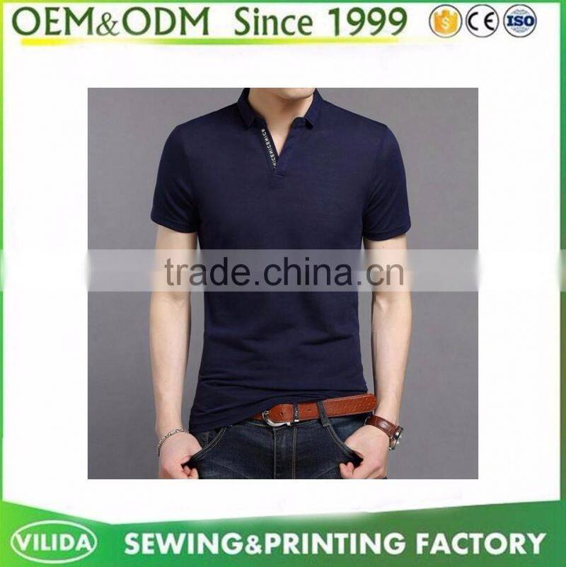 Customized Classic Collar Mens 100% Pique Cotton 220gsm Polo shirt without button OEM