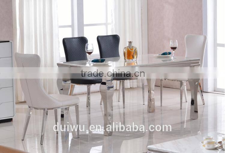 Factory high quality 201 stainless steel furniture modern dining room table set
